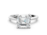 White gold Asscher Cut Diamond Solitaire Ring with Six-Prong Setting and Classic Band_14