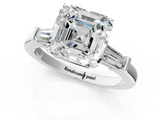 White gold Asscher Cut Diamond Solitaire Ring with Tapered Baguette Accents and Four-Prong Setting_24