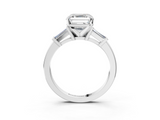 White gold Asscher Cut Diamond Solitaire Ring with Tapered Baguette Accents and Four-Prong Setting_26