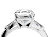 White gold Asscher Cut Diamond Solitaire Ring with Tapered Baguette Accents and Four-Prong Setting_27
