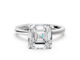 White gold Asscher Cut Diamond Solitaire Ring with Thin Band and Prong Setting_12