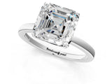White gold Asscher Cut Diamond Solitaire Ring with Thin Band and Prong Setting_13