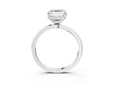 White gold Asscher Cut Diamond Solitaire Ring with Thin Band and Prong Setting_15