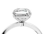 White gold Asscher Cut Diamond Solitaire Ring with Thin Band and Prong Setting_16