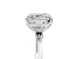 White gold Asscher Cut Diamond Solitaire Ring with Thin Band and Prong Setting_17