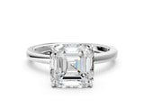White gold Asscher Cut Diamond Solitaire Ring with Thin Band and Prong Setting_36