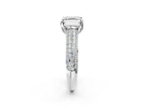 White gold Asscher Cut Diamond Solitaire Ring with Three-Row Pavé Band and Four-Prong Setting_28