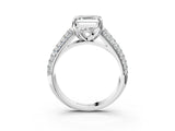White gold Asscher Cut Diamond Solitaire Ring with Three-Row Pavé Band and Four-Prong Setting_29