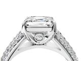 White gold Asscher Cut Diamond Solitaire Ring with Three-Row Pavé Band and Four-Prong Setting_31