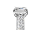 White gold Asscher Cut Diamond Solitaire Ring with Three-Row Pavé Band and Four-Prong Setting_31
