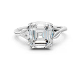 White gold Asscher Cut Diamond Solitaire Ring with Twist Band and Four-Prong Setting_71