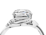 White gold Asscher Cut Diamond Solitaire Ring with Twist Band and Four-Prong Setting_76