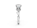 White gold Asscher Cut Diamond Solitaire Ring with Twisted Band and Prong Setting_24