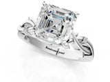 White gold Asscher Cut Diamond Solitaire Ring with Twisted Band and Prong Setting_24