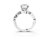 White gold Asscher Cut Diamond Solitaire Ring with Twisted Band and Prong Setting_25