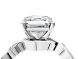 White gold Asscher Cut Diamond Solitaire Ring with Twisted Band and Prong Setting_27