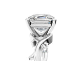 White gold Asscher Cut Diamond Solitaire Ring with Twisted Band and Prong Setting_28