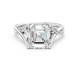 White gold Asscher Cut Diamond Solitaire Twist Band Prong Setting Ring_43
