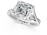 White gold Asscher Cut Diamond Solitaire Twist Band Prong Setting Ring_44
