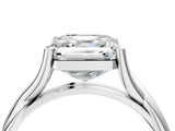 White gold Asscher Cut Diamond Solitaire Twist Band Prong Setting Ring_47