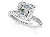 White gold Asscher Cut Diamond Solitaire with Pave Band and Four-Prong Setting_25