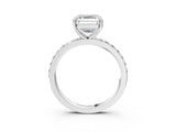 White gold Asscher Cut Diamond Solitaire with Pave Band and Four-Prong Setting_39