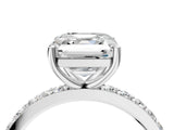 White gold Asscher Cut Diamond Solitaire with Pave Band and Four-Prong Setting_40