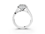 White gold Asscher Cut Diamond Split Shank Halo Ring with Four-Prong Setting_41