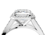 White gold Asscher Cut Diamond Split Shank Halo Ring with Four-Prong Setting_42
