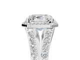 White gold Asscher Cut Diamond Split Shank Halo Ring with Four-Prong Setting_43