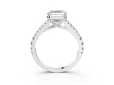 White gold Asscher Cut Diamond Split Shank Pavé Engagement Ring with Four-Prong Setting_32