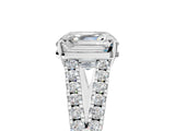 White gold Asscher Cut Diamond Split Shank Pavé Engagement Ring with Four-Prong Setting_34