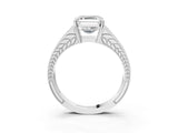 White gold Asscher Cut Diamond Split Shank Ring with Pavé Band and Four-Prong Setting_43