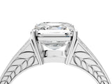 White gold Asscher Cut Diamond Split Shank Ring with Pavé Band and Four-Prong Setting_44