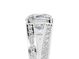 White gold Asscher Cut Diamond Split Shank Ring with Pavé Band and Four-Prong Setting_45