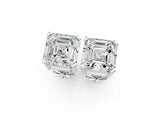 10K White Gold 1.19 Carat E-F VVS-VS Asscher Diamond Stud Earrings