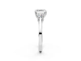 White gold Asscher Cut Diamond Three-Stone Engagement Ring with Prong Setting and Pavé Band_9