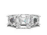 White gold Asscher Cut Diamond Three-Stone Ring with Channel Set Band and Four-Prong Setting_81