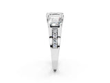 White gold Asscher Cut Diamond Three-Stone Ring with Channel Set Band and Four-Prong Setting_82
