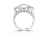 White gold Asscher Cut Diamond Three-Stone Ring with Channel Set Band and Four-Prong Setting_83