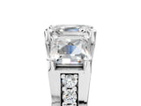 White gold Asscher Cut Diamond Three-Stone Ring with Channel Set Band and Four-Prong Setting_85