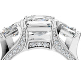 White gold Asscher Cut Diamond Three-Stone Ring with Channel Set Band and Four-Prong Setting_85