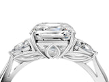 White gold Asscher Cut Diamond Three-Stone Ring with Pear Side Stones and Four-Prong Setting_117