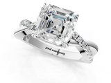 White gold Asscher Cut Diamond Twist Band Solitaire with Prong Setting_24