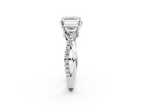 White gold Asscher Cut Diamond Twist Band Solitaire with Prong Setting_25