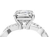 White gold Asscher Cut Diamond Twist Band Solitaire with Prong Setting_27