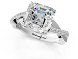 White gold Asscher Cut Diamond Twisted Band Engagement Ring with Prong Setting_4