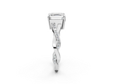White gold Asscher Cut Diamond Twisted Band Engagement Ring with Prong Setting_5