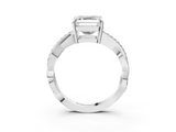White gold Asscher Cut Diamond Twisted Band Engagement Ring with Prong Setting_6