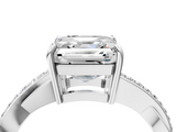 White gold Asscher Cut Diamond Twisted Band Engagement Ring with Prong Setting_7